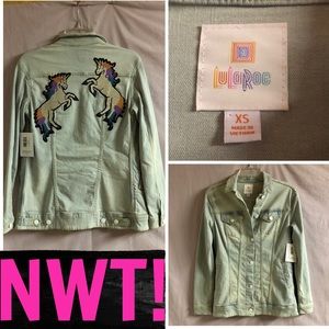 SALE🦄NWT! LULAROE JAXON UNICORN DENIM JACKET🦄